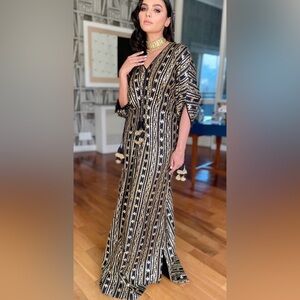 Black and Gold Kaftan Dress with embroidery